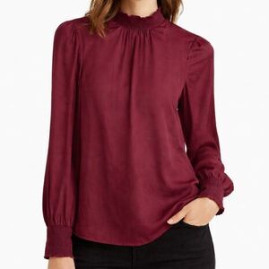 Stitch Fix Daniel Rainn Blouse Womens Small Burgundy Long Sleeve Gathered Top